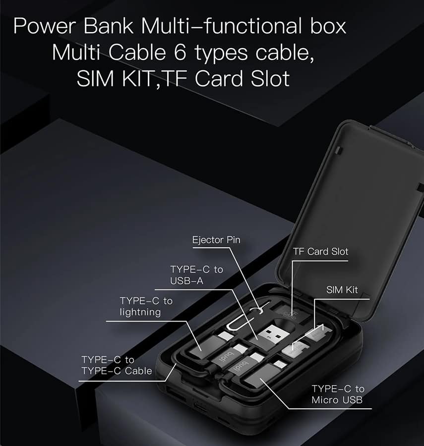 Budi 515P 5000mAh Power Bank - White | Compact Portable Charger with LED Flashlight & Dual USB Output - Image 4