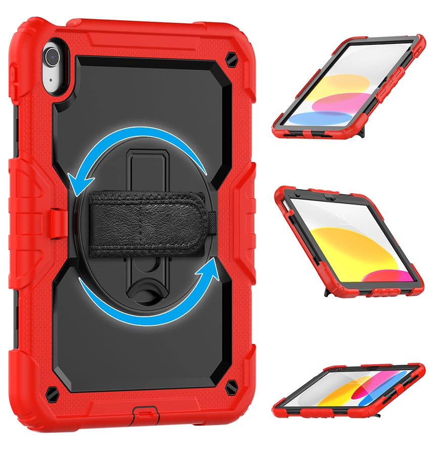 Apple iPad 10.9 (10th Gen) Case - Red |Survivor Generic Rugged Case with Hand Strap, Shockproof & Scratch - Resistant Protective Cover - Image 2