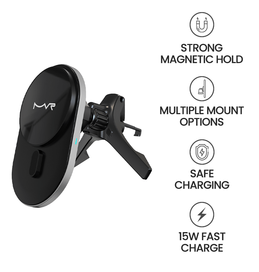 MVR T2 MagSafe Car Phone Holder - Glossy Black | Strong Magnetic Hold & 360° Adjustable - Image 7