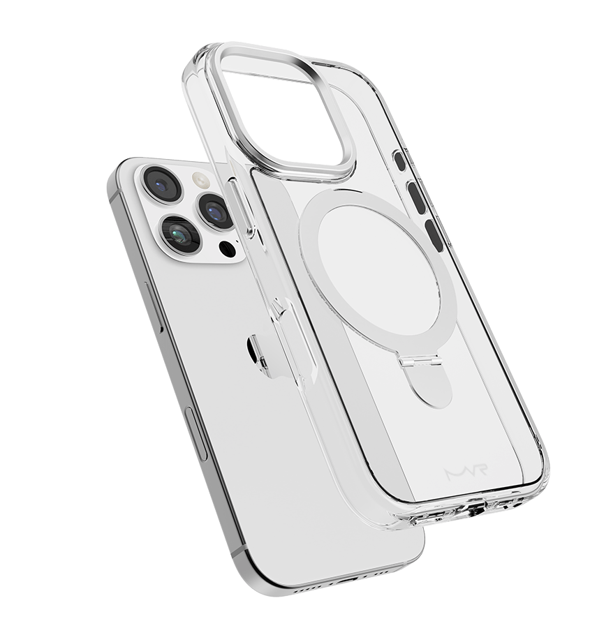 iPhone 16 Pro MVR Stellar Stand Case - Silver | Kickstand Protective Back Cover - Image 2