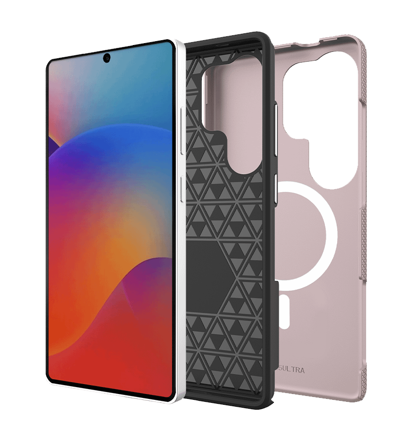 Samsung Galaxy S25 Ultra MagSafe Case - Rose Gold | Triangle Texture Rugged Shockproof Cover - Image 2