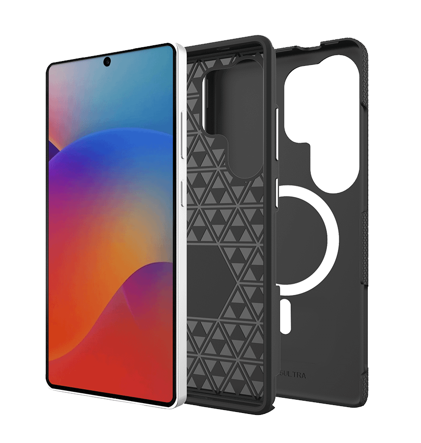 Samsung Galaxy S25 Ultra MagSafe Case - Black | Triangle Texture Rugged Shockproof Cover - Image 2