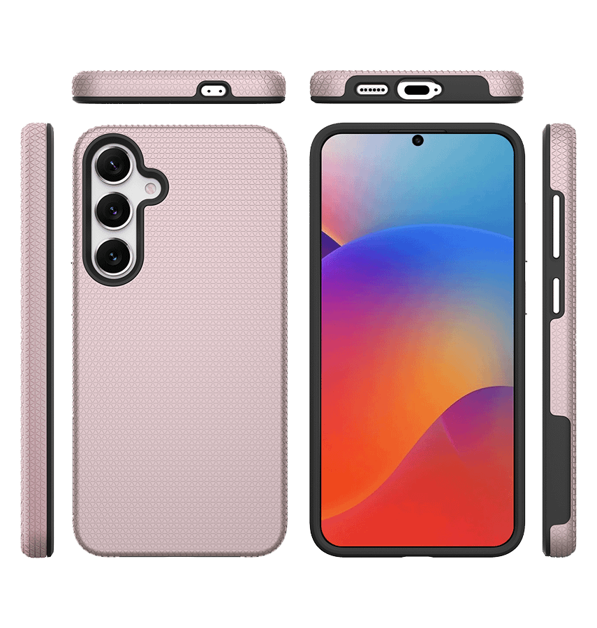 Samsung Galaxy S25 MagSafe Case - Rose Gold | Triangle Texture Rugged Shockproof Cover - Image 3