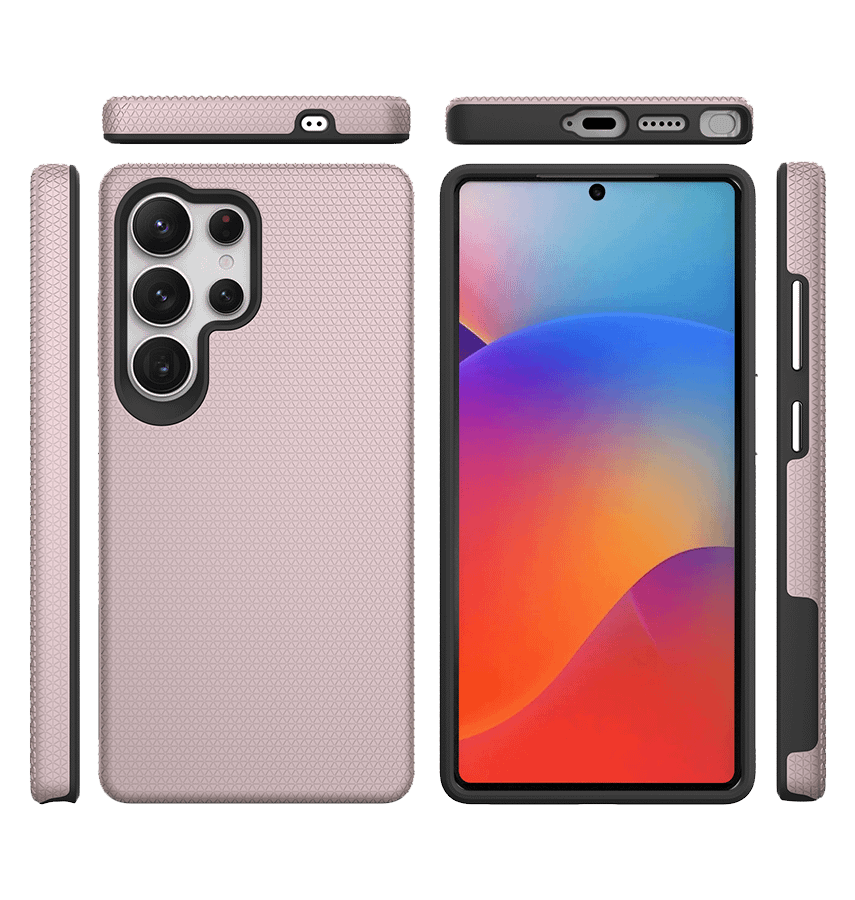 Samsung Galaxy S25 Ultra MagSafe Case - Rose Gold | Triangle Texture Rugged Shockproof Cover - Image 4