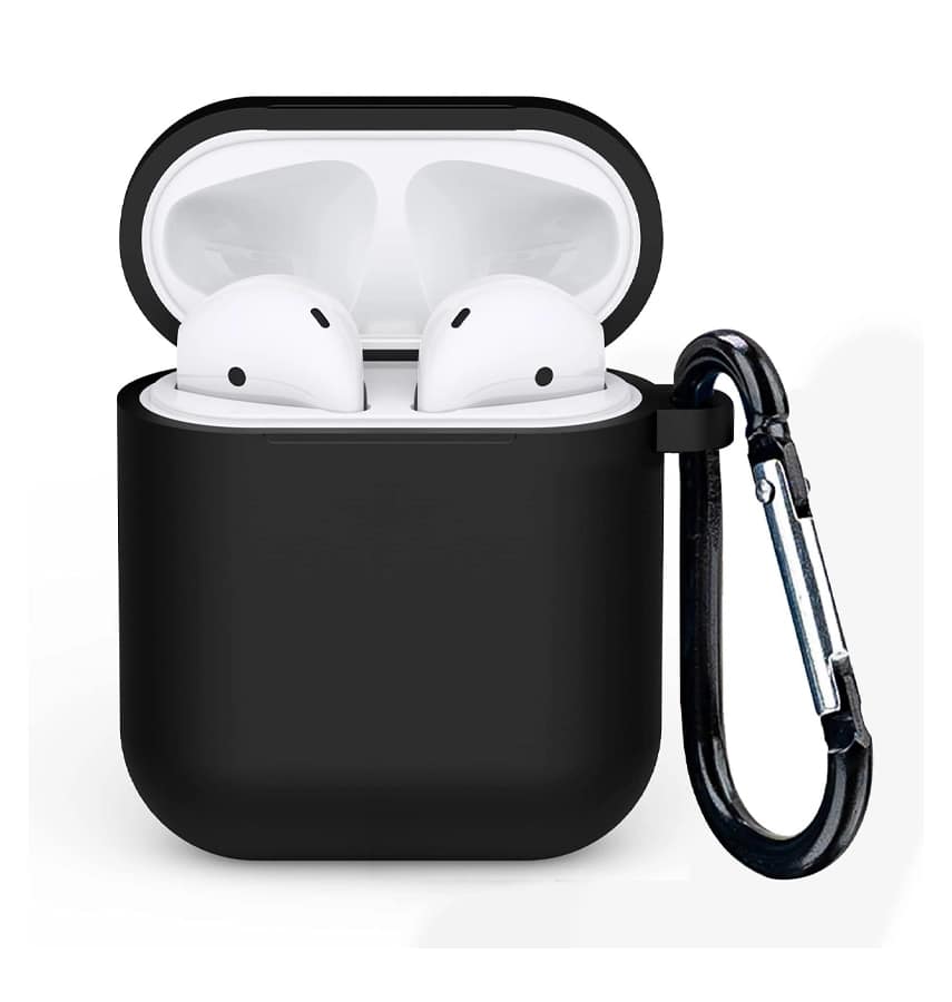 Premium AirPods (1st & 2nd Generation) - Shockproof Silicone + W/ PC Case (Black)
