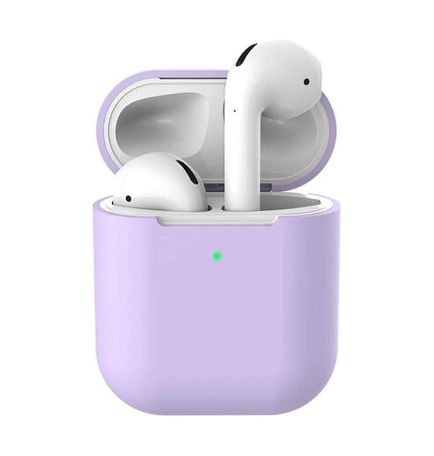 Premium AirPods (1st & 2nd Generation) - Shockproof Silicone + W/ PC Case (Purple)