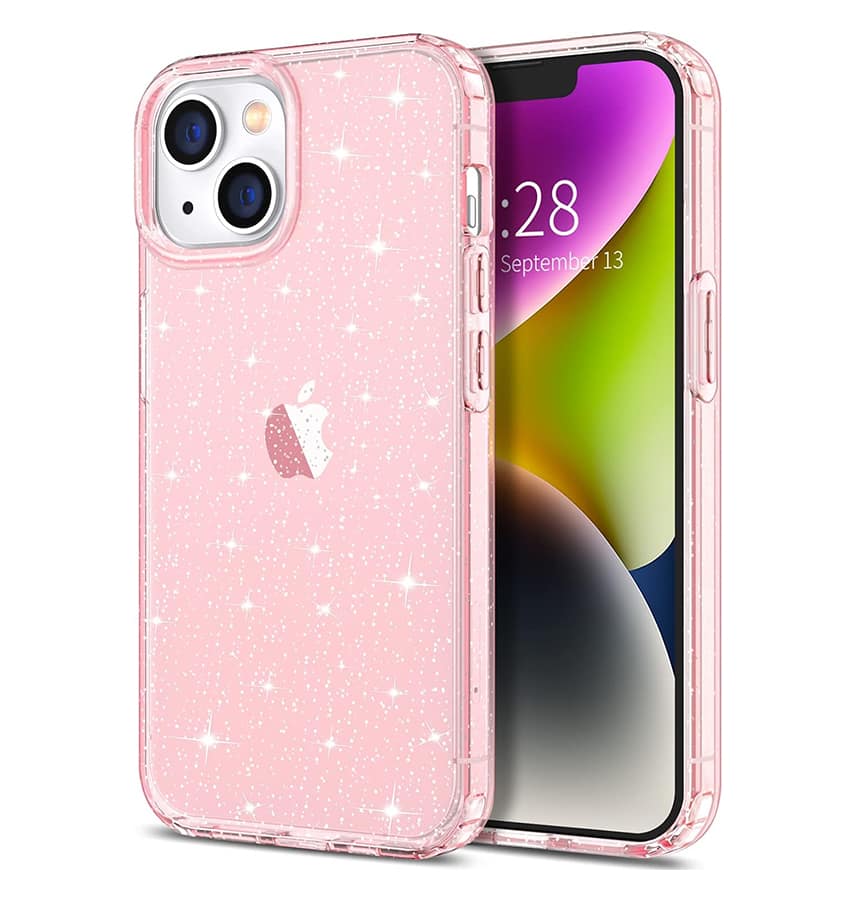 iPhone 15 Diamond Speckle Cover - Rose Gold - Glitter Finish, Slim Fit & Shock Absorbent