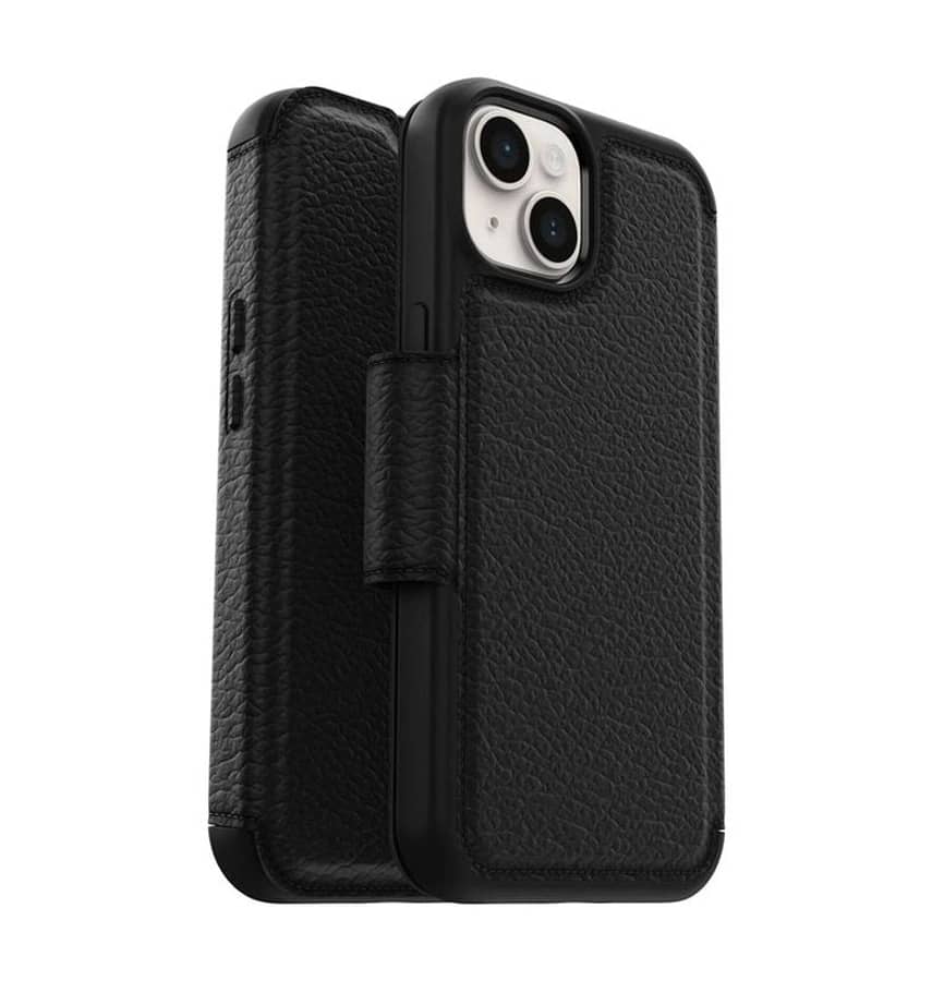 iPhone 14 Case – Black | OtterBox Strada Series, Soft Touch Protective Cover