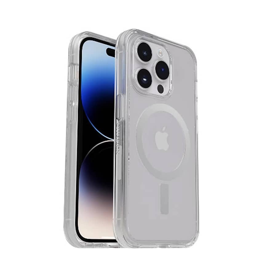 iPhone 14 Pro – Clear | OtterBox Symmetry Plus Series, Antimicrobial Soft Touch Protective Cover