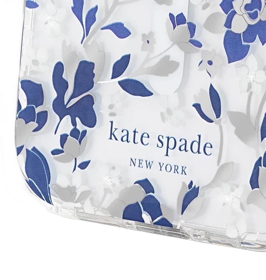 iPhone 17 MagSafe Case – Clear/Blue | Kate Spade 3D Floral Design, Scratch-Resistant, MagSafe Compatible