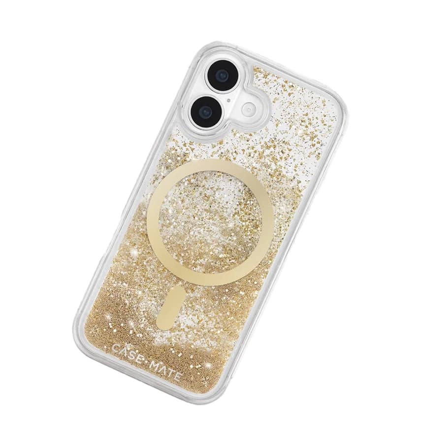 iPhone 17 Magsafe Case – Gold | Case-Mate Waterfall Holographic Finish, Liquid Glitter Effect, Wireless Charging