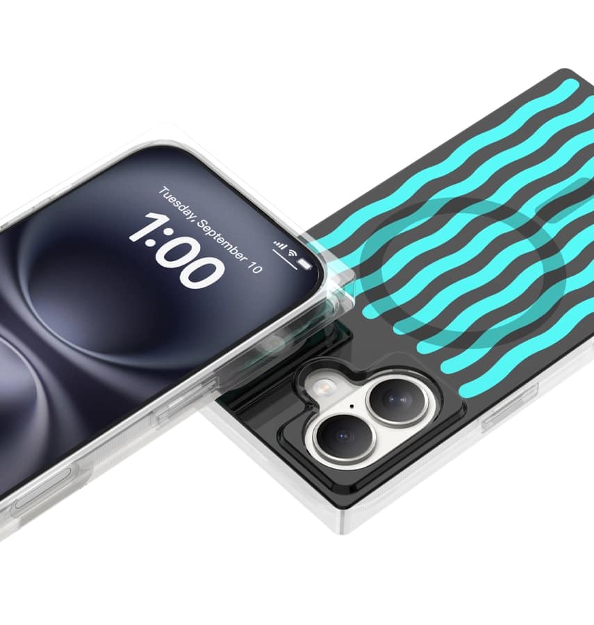 iPhone 17 Blox Case – Neo Wave | MVR Geometric Pattern Design, Interchangeable Panels, Drop-Resistant Protection