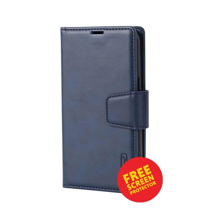 iPhone 17 Air  Leather Case – Navy | Hanman Magnetic Detachable Wallet Design, MagSafe Compatible