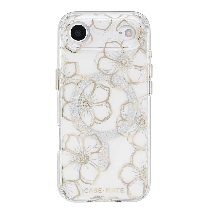 iPhone 17 Air Floral Gems MagSafe Case – Gold | Case-Mate Stylish Protective Cover with Slim, Durable & Drop Protection