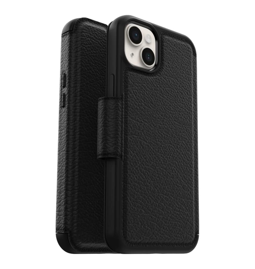 iPhone 14 Plus Case – Shadow Black | OtterBox Strada Cover with Slim, Wallet-Style Design & Drop Protection