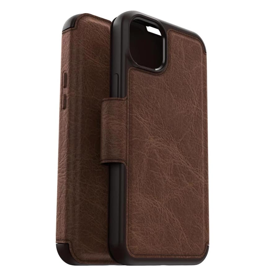 iPhone 14 Plus Case – Espresso | OtterBox Strada Cover with Slim, Wallet-Style Design & Drop Protection