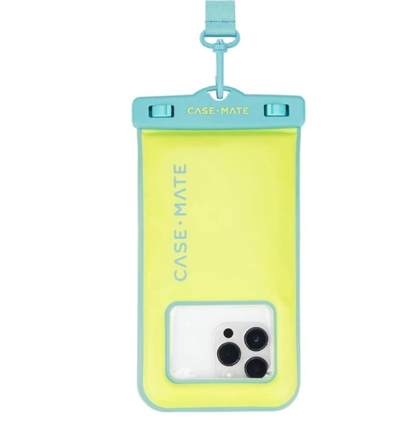 Case-Mate Waterproof Floating Pouch – Universal Lime/Blue | Durable & Protective iPhone & Smartphone Accessory