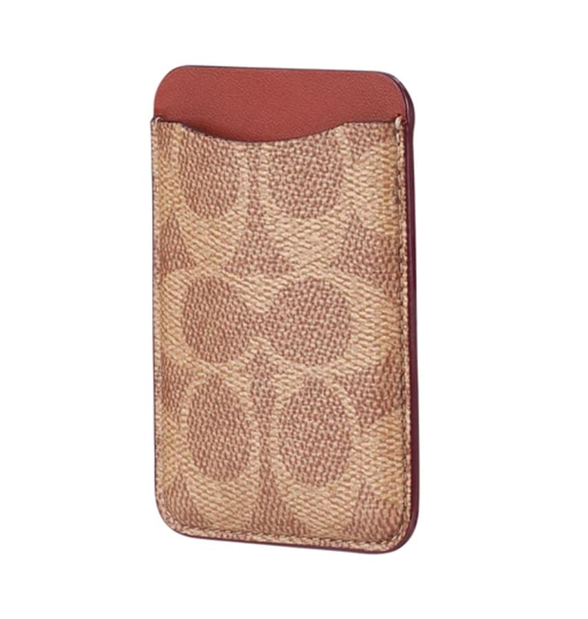 Coach MagSafe Card Holder – Signature Tan | Stylish & Durable iPhone Accessory with Secure Magnetic Attachment