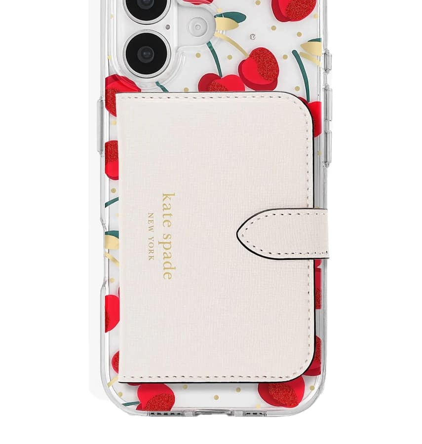 iPhone 17 Cherry Dot MagSafe Case – Clear/Red & Gold | Kate Spade Protective Cover with Stylish, Slim & Durable Design