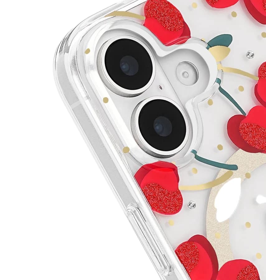 iPhone 17 Cherry Dot MagSafe Case – Clear/Red & Gold | Kate Spade Protective Cover with Stylish, Slim & Durable Design