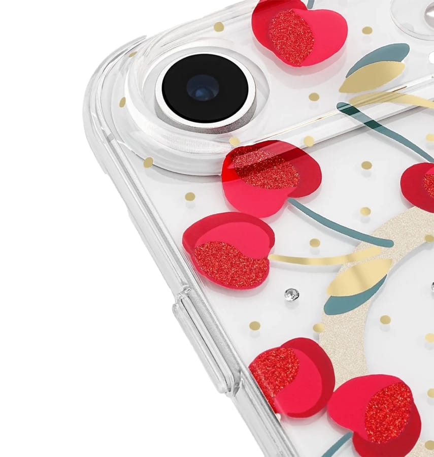 iPhone 17 Air Cherry Dot MagSafe Case – Clear/Red & Gold | Kate Spade Protective Cover with Stylish, Slim & Durable Design