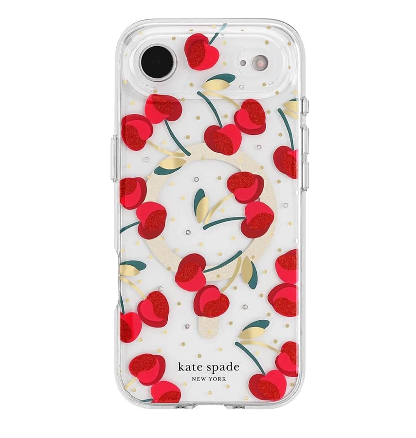 iPhone 17 Air Cherry Dot MagSafe Case – Clear/Red & Gold | Kate Spade Protective Cover with Stylish, Slim & Durable Design