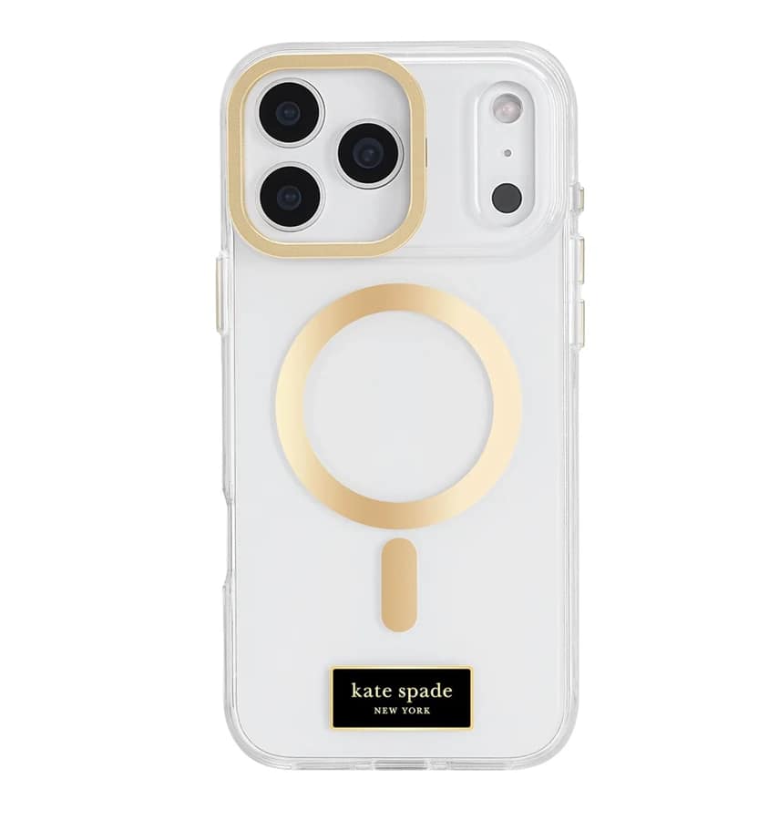 iPhone 17 Pro Max MagSafe Case with Stand – Clear Gold Icon | Kate Spade Protective Cover with Stylish, Slim & Durable Design