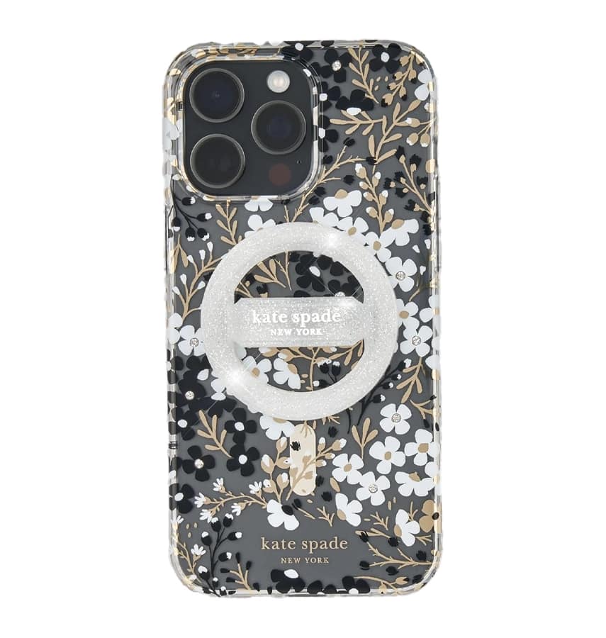 Magnetic MagSafe Loop Grip – Sparkle Silver | Kate Spade Stylish & Functional Phone Accessory