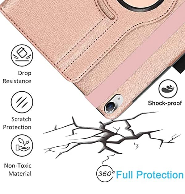 Premium 360° Protective Case for iPad 10.9 (10th Gen) - Rose Gold Metallic Finish with Auto Sleep/Wake & Multiple Viewing Angles - Image 2