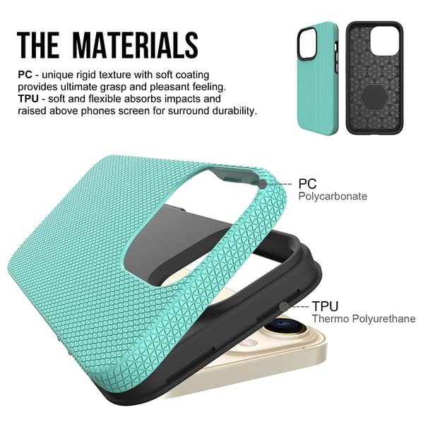 iPhone 15 Pro Triangle MagSafe Case - Mint Green | Trendy Matte Geometric Cover with Yellowing - Resistant Finish - Image 4