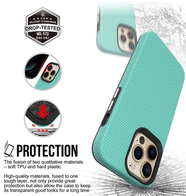 iPhone 15 Pro Triangle MagSafe Case - Mint Green | Trendy Matte Geometric Cover with Yellowing - Resistant Finish - Image 5