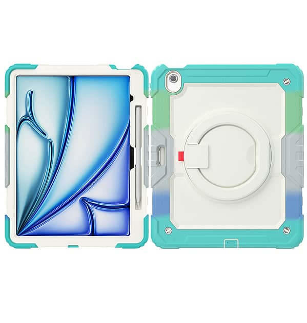 iPad Air 13" (2024) 360° Survivor Case with Handle - Rainbow Blue | Military - Grade Protection + Kickstand - Image 5