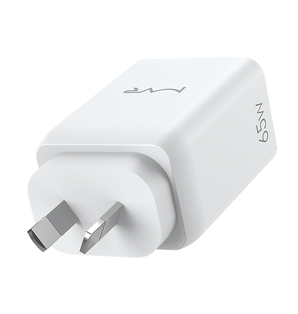 MVR 65W GaN Fast Charger - 3 - Port (USB - C/USB - A) | Ultra - Compact, Foldable Plug for Laptop/Phone (White) - Image 6