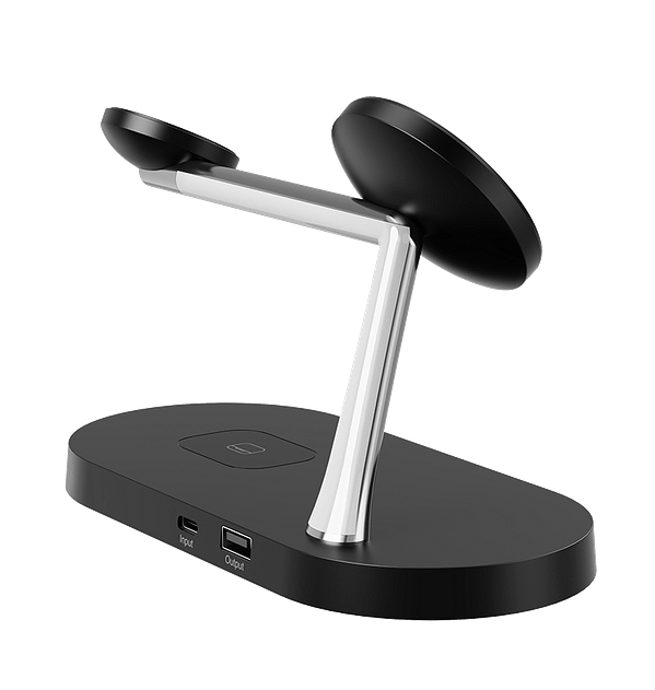 MVR 4 - in - 1 Wireless Charging Station - Fast Qi Charger for Phone, Watch, Earbuds & More | Sleek Black All - in - One Dock - Image 2
