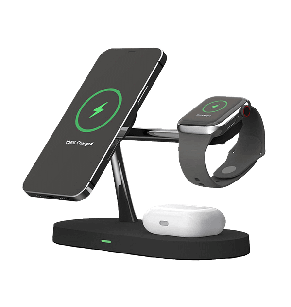MVR 4 - in - 1 Wireless Charging Station - Fast Qi Charger for Phone, Watch, Earbuds & More | Sleek Black All - in - One Dock - Image 3