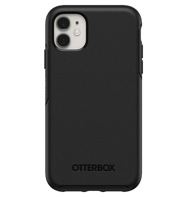 Black Otterbox Symmetry back cover for iPhone 11, slim and durable design