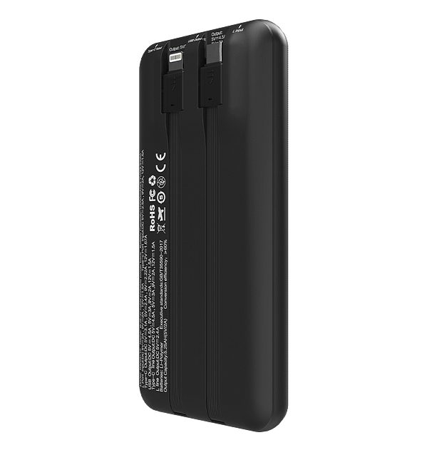 10000mAh Power Bank with Built - in Cable - MVR Rapid 10W Fast Charging | Compact & Portable (Black) - Image 5