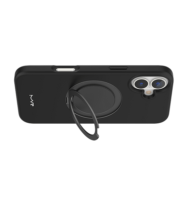 iPhone 16 MVR Liquid Silicone Case - Classic Black | Non - Slip Grip + Built - in Stand | Slim Fit & Protective - Image 4