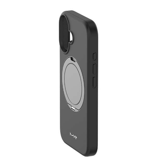 iPhone 16 MVR Liquid Silicone Case - Classic Black | Non - Slip Grip + Built - in Stand | Slim Fit & Protective - Image 2