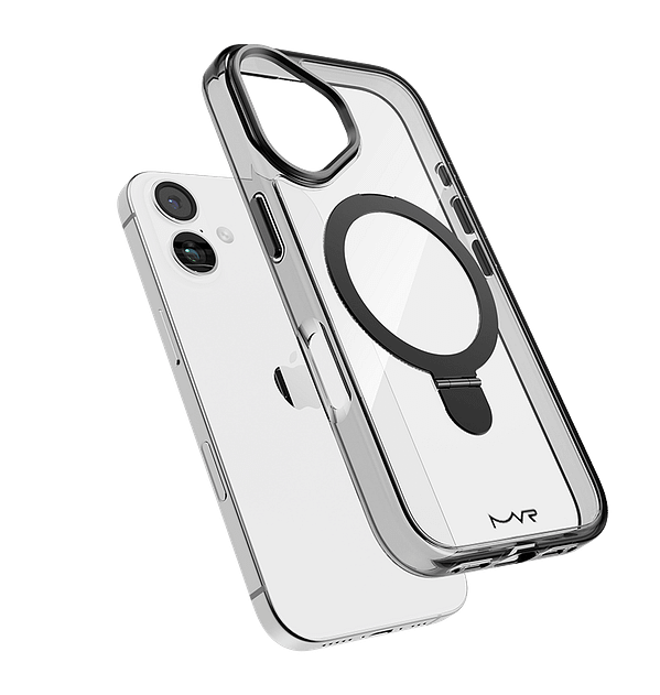 iPhone 16 Plus MVR Stellar Stand Case - Kickstand Silicone Cover (Smokey Black) | Hands - Free Viewing + Enhanced Protection - Image 3
