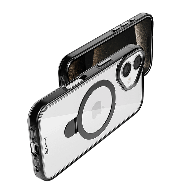 iPhone 16 Plus MVR Stellar Stand Case - Kickstand Silicone Cover (Smokey Black) | Hands - Free Viewing + Enhanced Protection - Image 2