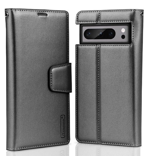 Black Hanman Diary flip wallet case for Google Pixel 8A, protective and sleek