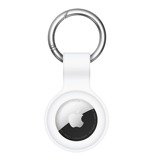 AirTag silicon case with keyring, white, protect your AirTag in style with easy attachment