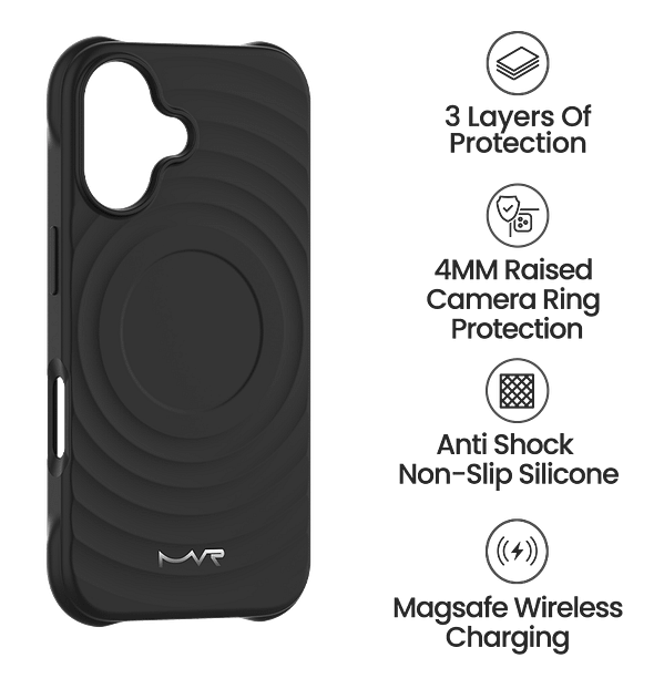 iPhone 16 Plus MVR Wave Silicone Case - Classic Protective Cover (Black) | Durable + MagSafe Compatible - Image 5