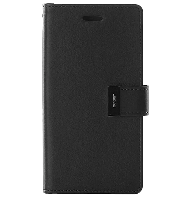 Black Mercury Rich Diary flip wallet cover for iPhone 12/12 Pro, sleek and practical design.