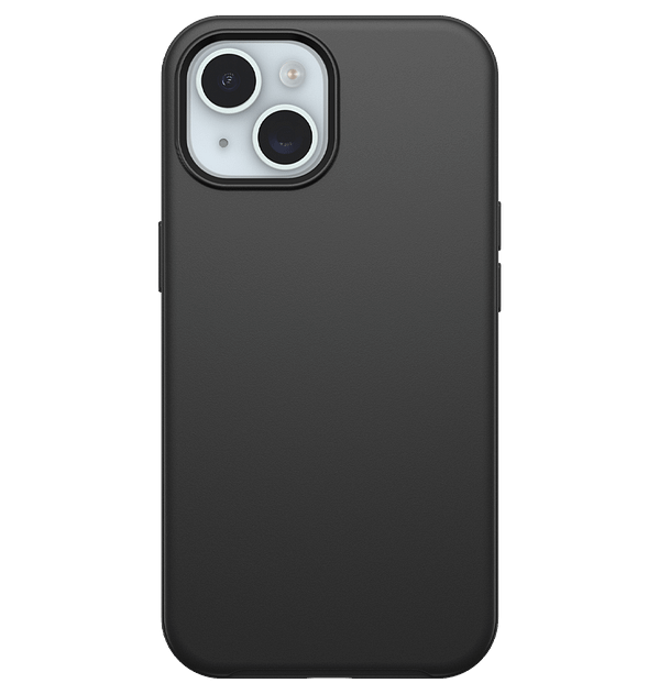 Black Otterbox Symmetry Plus Magsafe back cover for iPhone 13/14/15/16e, rugged and protective