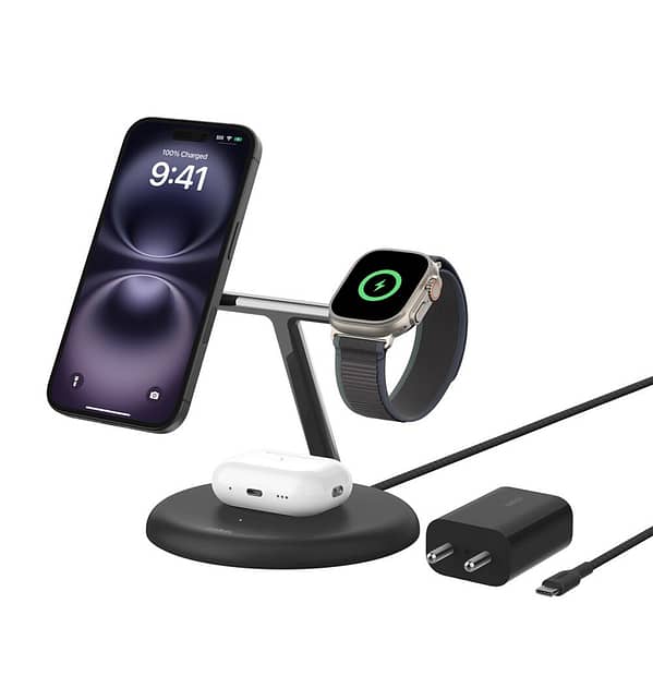 Belkin BoostCharge 3 in 1 - Magnetic USB-C 15W Fast W/MAGSAFE  Wireless Charger - Black