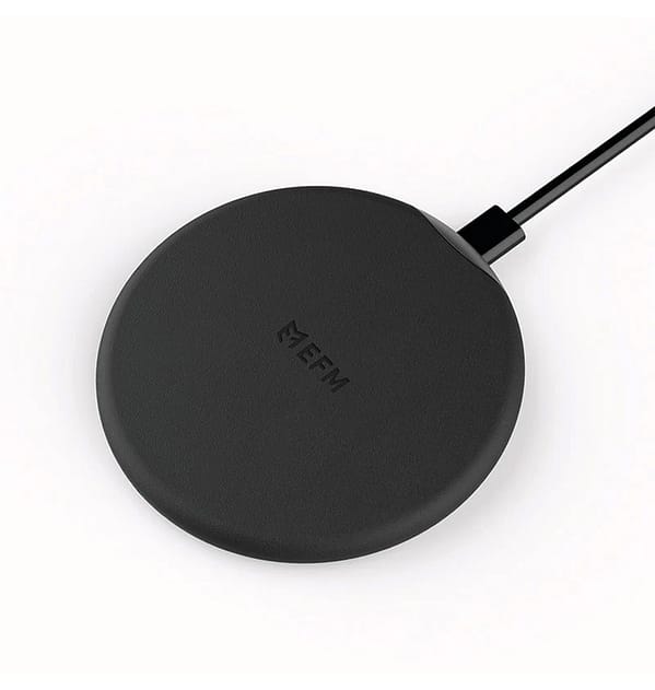 EFM 15W QI WPC CERTIFIED LEATHER WIRELESS CHARGE PAD BLACK