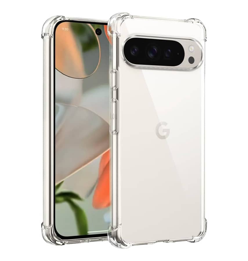 Clear 2mm hard back cover for Google Pixel 9/9 Pro, slim and durable protection