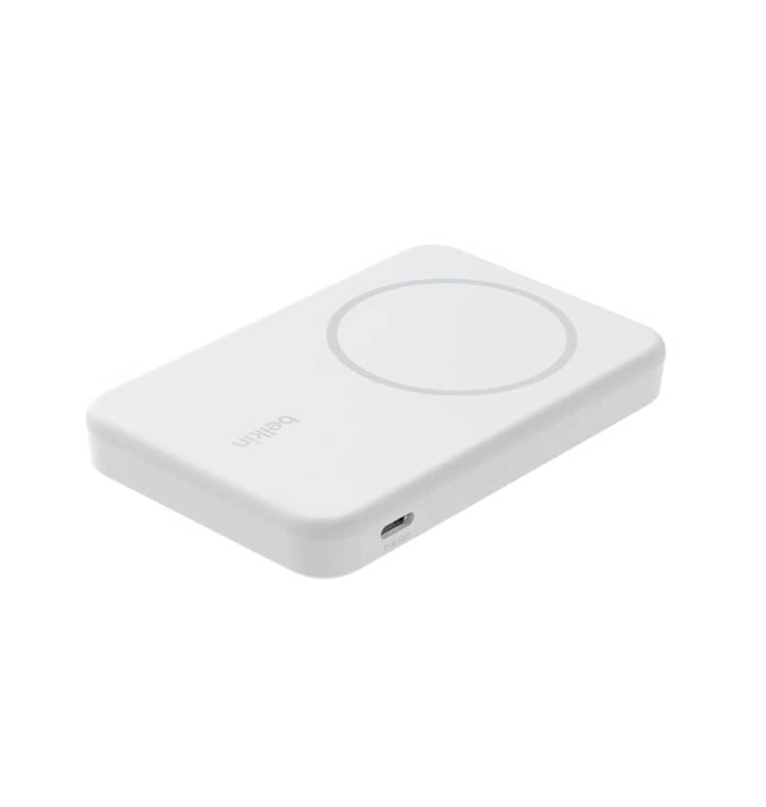 Belkin BoostCharge Qi2 15W 5K Magnetic Power Bank - White(BPD006BTWH), 2xUSB-C, 1M USB-C to USB-C Cable, 15W Total Power